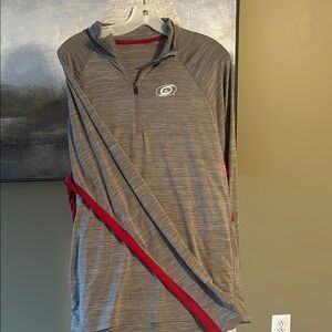 Gray and Red Long Sleeve Shirt